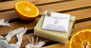 Patchouli Scrumptious, sweet orange and patchouli hand made soap bar 100g